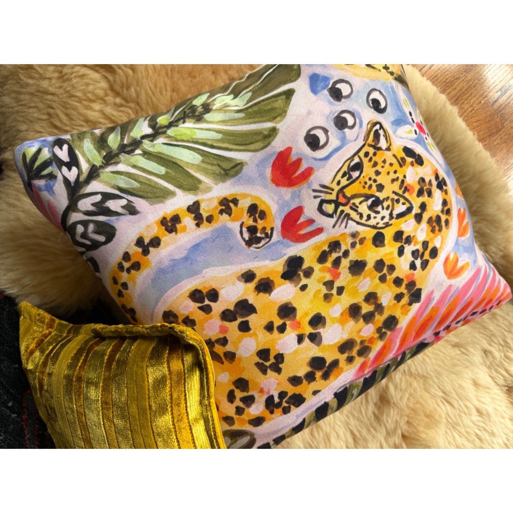 Society6 Leopard Tropical Art Throw Pillow Multicolor‎ 18x18 Square Accent Decor